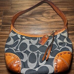 Vintage Coach Ergo Jaquard Signature Denim Hobo Shoulder Bag